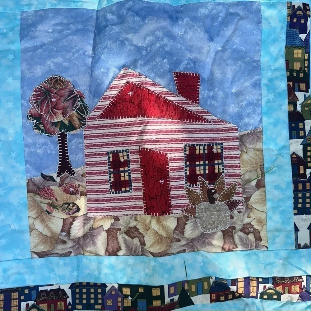 2002 HGTV Strolling down the block quilt completed with pillow 54x66